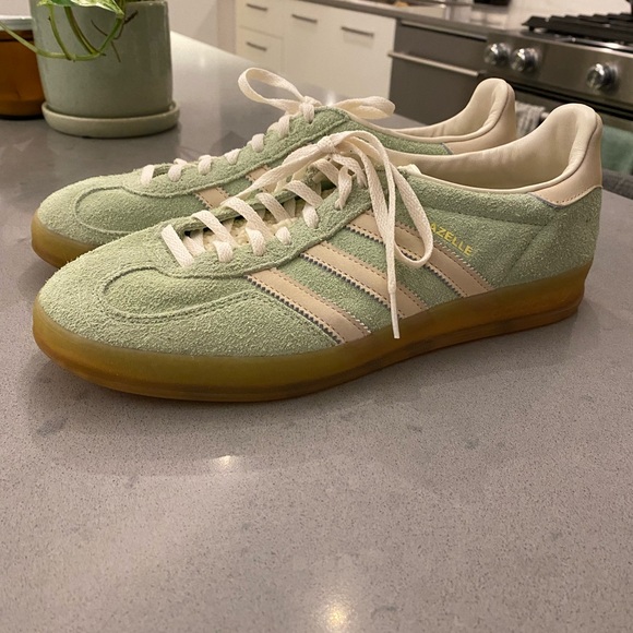 Brand new Adidas gazelles. Green and beige. Worn twice. - Picture 3 of 3